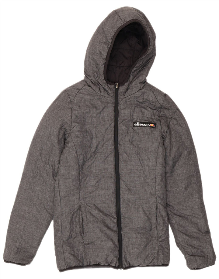 Ellesse Dame Hætte Polstret Vendbar Jakke UK 6 XS Sort Nylon