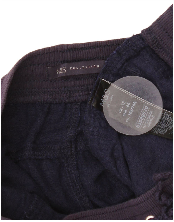 Marks & Spencer Chino Shorts til kvinder UK 12 Medium W32 Navy Blue Linen