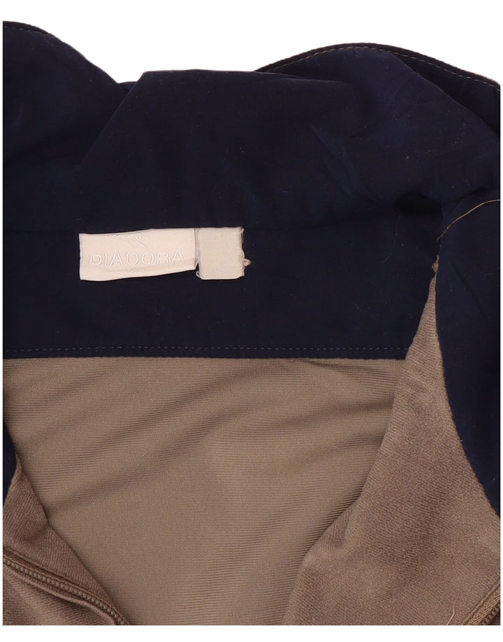Diadora Herre Velour Træningsdragt Top Jakke Stor Grå Colourblock