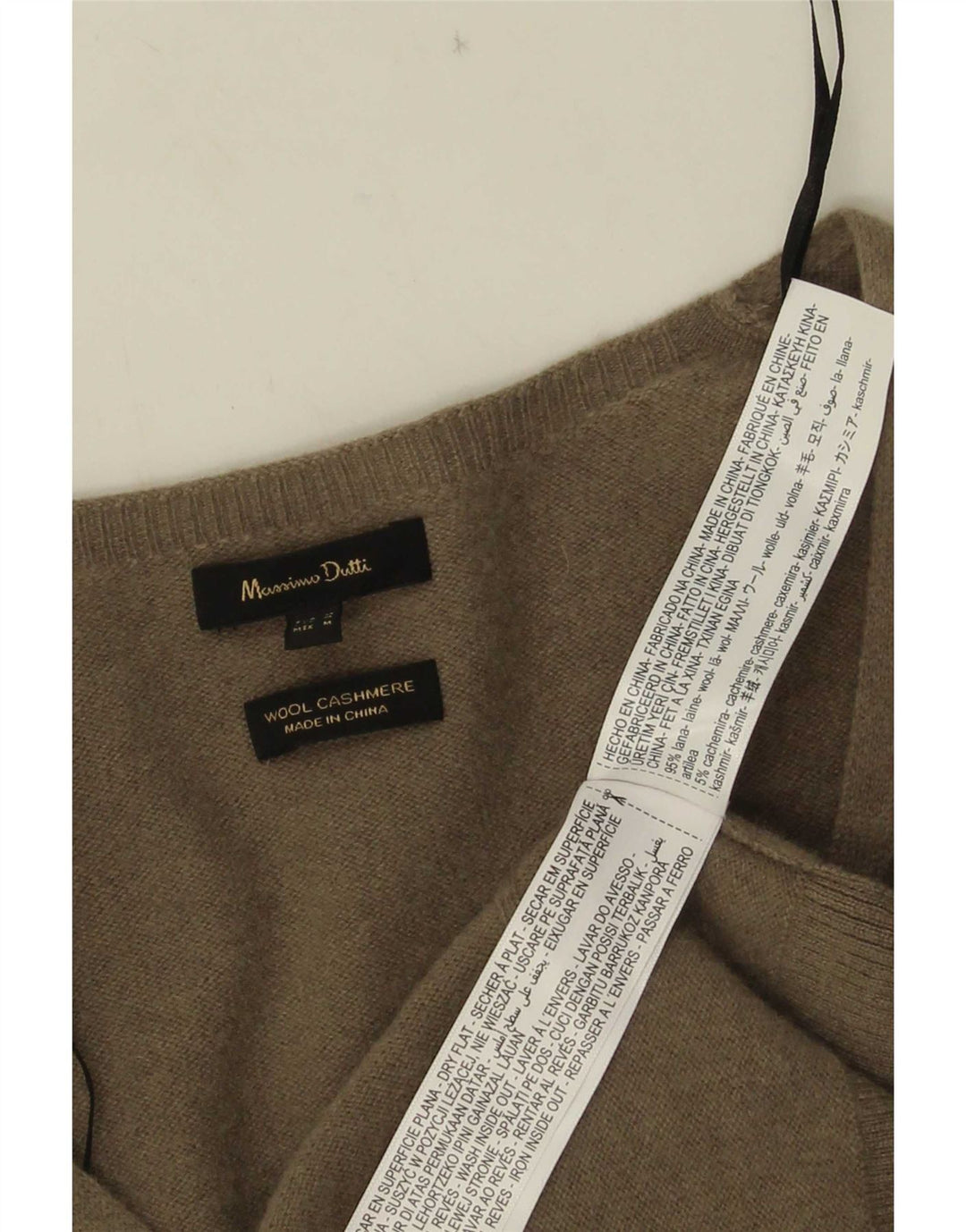 Massimo Dutti Dame Langærmet Jumper Kjole UK 14 Medium Khaki Wool