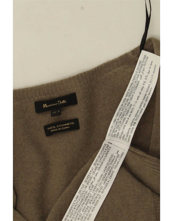 Massimo Dutti Dame Langærmet Jumper Kjole UK 14 Medium Khaki Wool