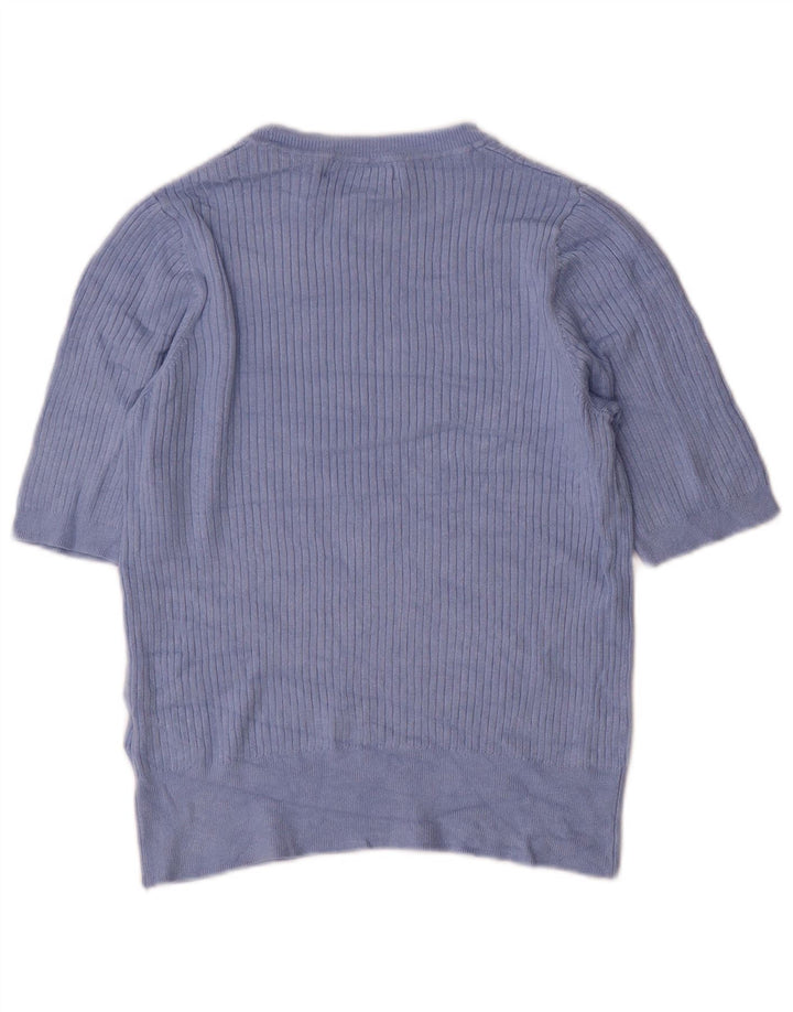 Marks & Spencer Dame Boat Neck Jumper Sweater UK 12 Medium Blue