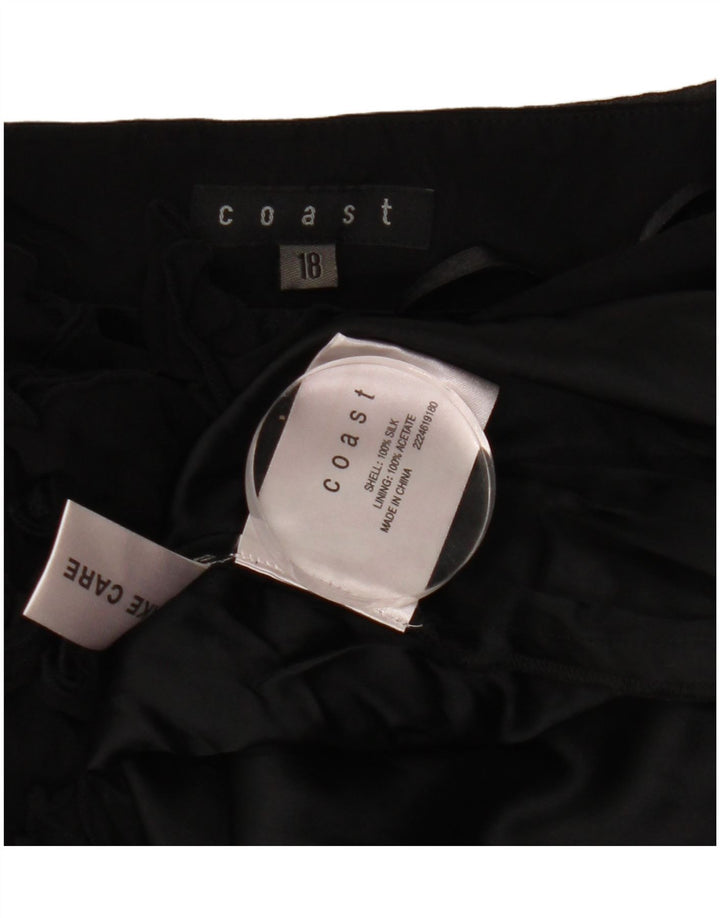 Coast Womens flæse foran stropløs kjole UK 18 XL sort silke