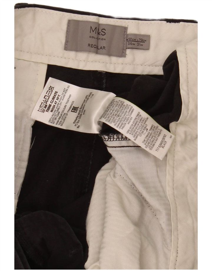 Marks & Spencer Herre Regular Chino Bukser W36 L31 Sort Bomuld