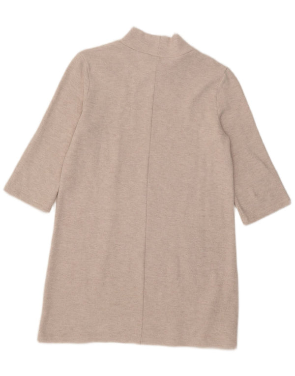 Zara Dame 3/4-ærmet Jumper Dress UK 14 Medium Beige Polyester