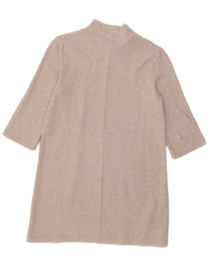 Zara Dame 3/4-ærmet Jumper Dress UK 14 Medium Beige Polyester