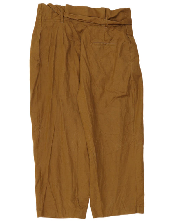 ZARA Kvinder højtaljede plisserede cropped bukser XL W32 L25 Khaki
