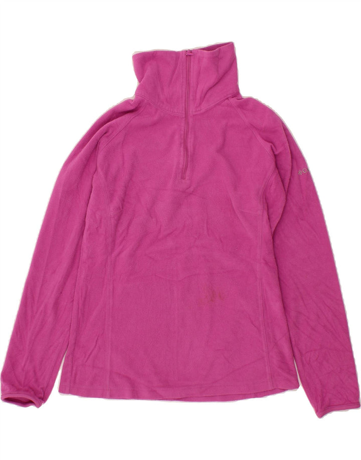 COLUMBIA Womens Zip Neck Fleece Jumper UK 14 Medium Pink Polyester Vintage Columbia and Second-Hand Columbia from Messina Hembry 