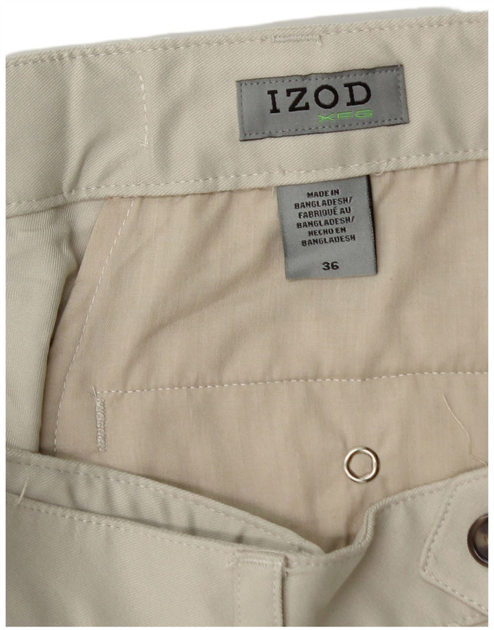 IZOD Mens Pegged Chino Shorts W36 Large Beige Polyester