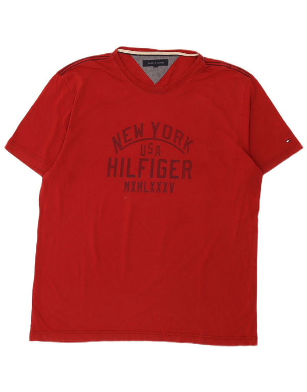 Tommy Hilfiger Herre Grafisk T-Shirt Top XL Rød