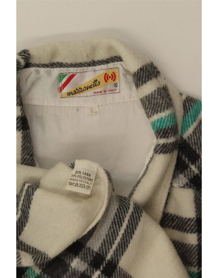 Mazzonetto herre skovhugger flannel skjorte stor hvid ternet uld