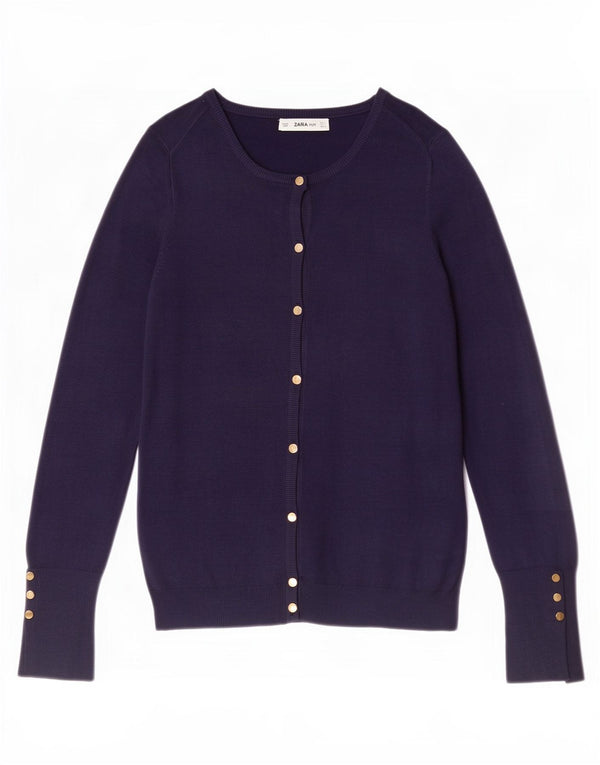 Zara Dame Cardigan Sweater UK 14 Large Navy Blue