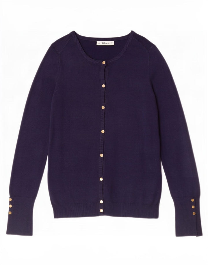 Zara Dame Cardigan Sweater UK 14 Large Navy Blue
