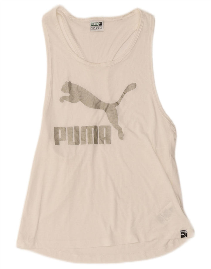 Puma Grafisk Vest Top UK 10 Small White Polyester