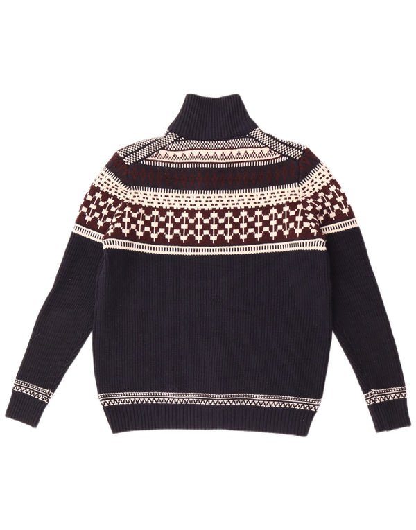 Marks & Spencer Herre sweater med lynlåshals Large Navy Blue Fair Isle