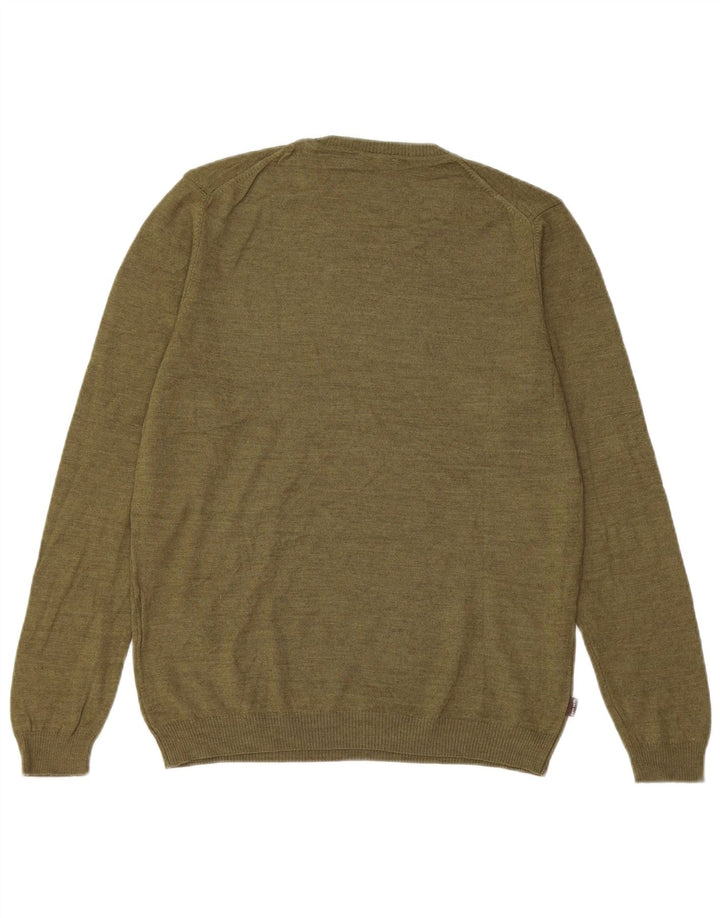 PIERRE CARDIN Herre sweater med rund hals, medium Khaki Wool