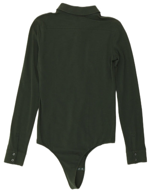 Liu Jo Womens Shirt Bodysuit UK 10 Small Green Bomuld