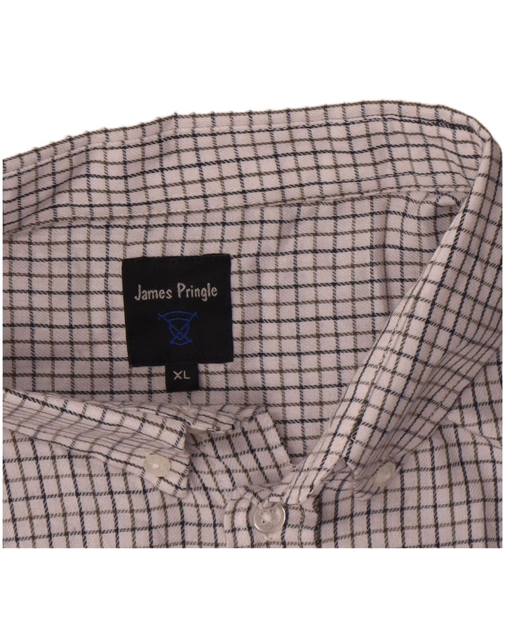 James Pringle herreskjorte XL hvid ternet polyester