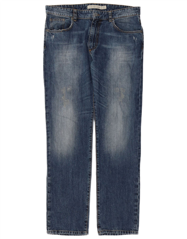 Calvin Klein Herre Straight Jeans W32 L32 Blå Bomuld