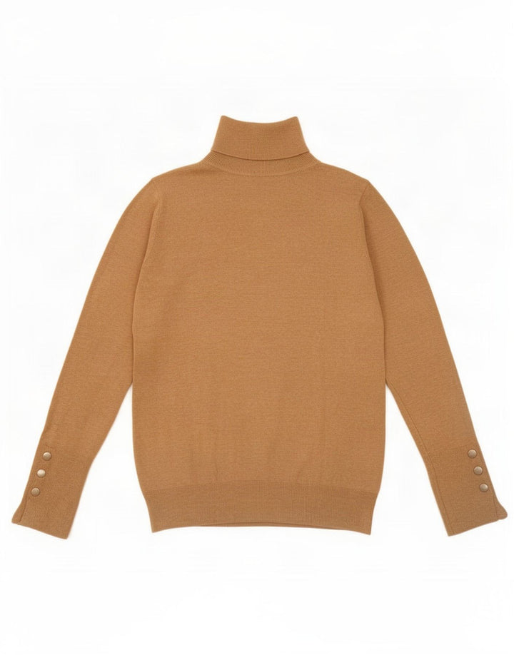 Zara Dame Rullehals Jumper Sweater UK 12 Medium Beige