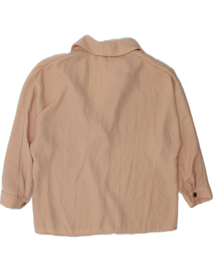 ZARA Womens Oversized 3/4 Sleeve Shirt Blouse UK 10 Small Beige Polyester Vintage Zara and Second-Hand Zara from Messina Hembry 