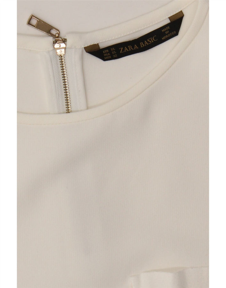 Zara Dame Bluse Top UK 18 XL Hvid