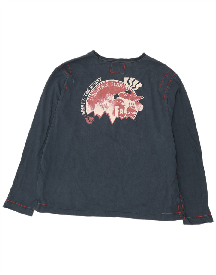 Fat Face Herre Grafisk Top Langærmet 2XL Navy Blue Bomuld