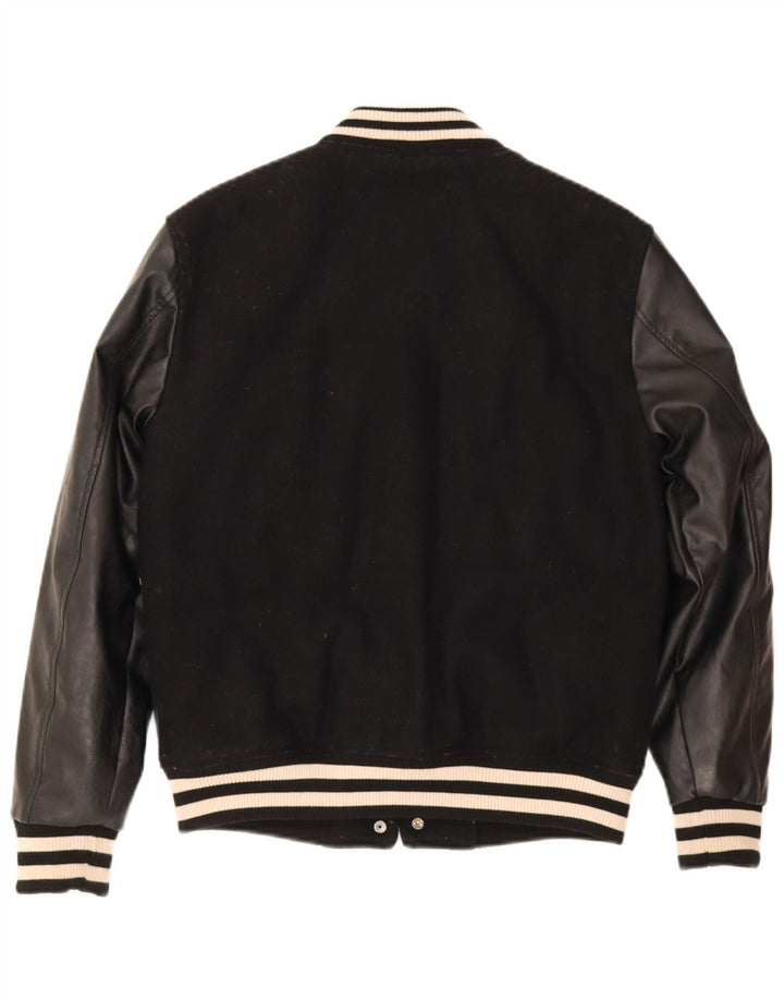Superdry Womens Varsity Jacket UK 8 Small Black Polyester