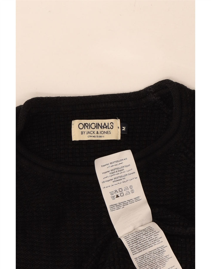 JACK & JONES Mens Crew Neck Jumper Sweater Medium Black Cotton Vintage Jack & Jones and Second-Hand Jack & Jones from Messina Hembry 