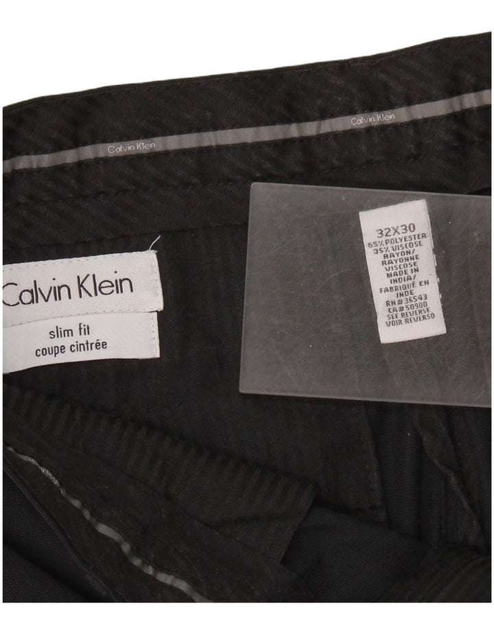 CALVIN KLEIN Herre Slim Fit Suit Bukser W32 L30 Sort Polyester
