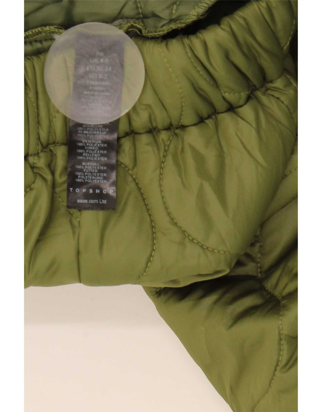 Topshop Quiltede Damebukser XS W25 L30 Grøn Polyester