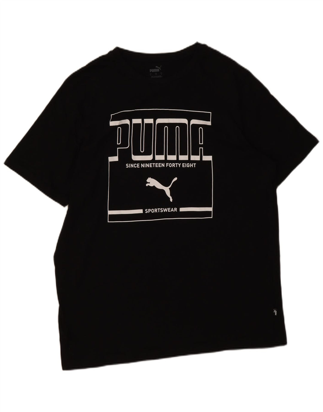 Puma Herre Grafisk T-Shirt Top Stor Sort Bomuld