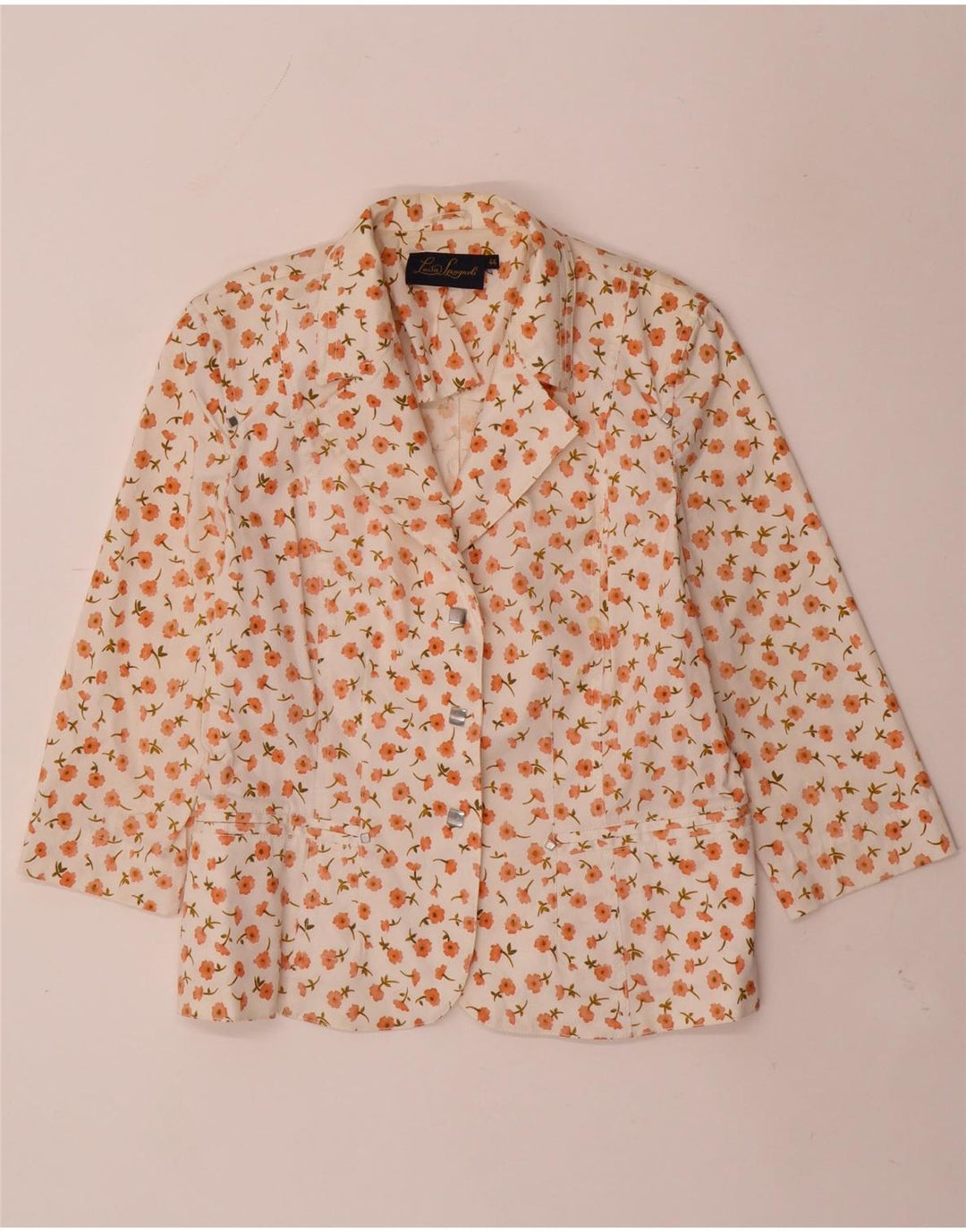 LUISA SPAGNOLI Dame 3-knaps blazerjakke IT 44 Medium White Floral