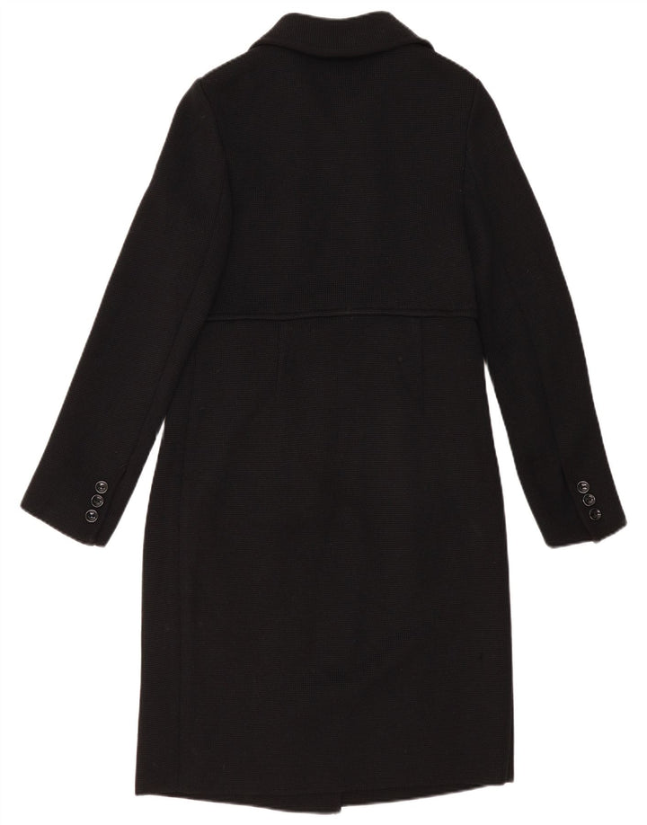 Luisa Spagnoli Dame Dobbeltradet Frakke UK 10 Small Black Virgin Wool