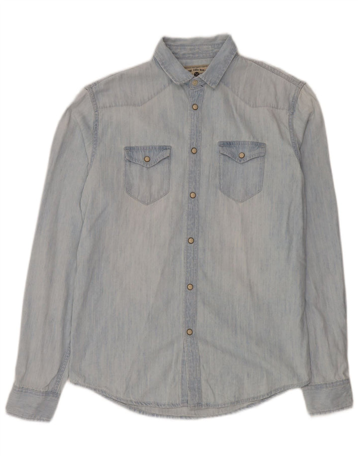 Zara Denimskjorte til mænd mellemblå