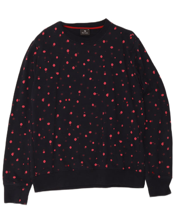 Paul Smith Dame Sweatshirt Jumper UK 20 2XL Marineblå plettet bomuld
