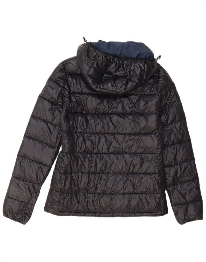 BEDSTE FIRMA Dame hættepolstret jakke UK 14 Medium Sort Polyester