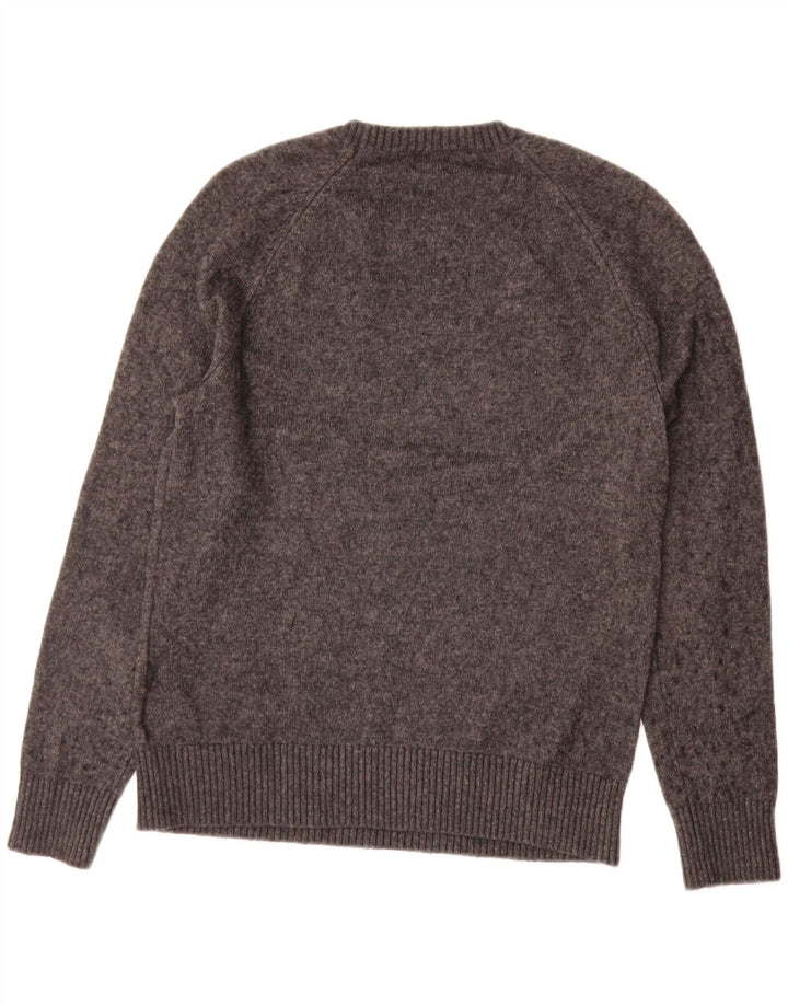 J. CREW Herre sweater med rund hals, mellemgrå flækket polyamid