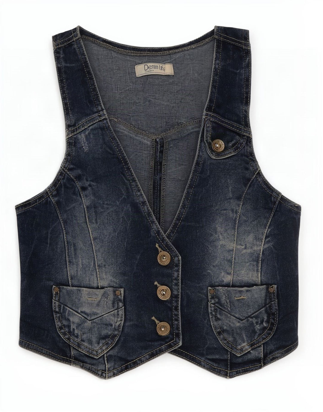 Pimkie Dame denim vest UK 8 Lille Blå