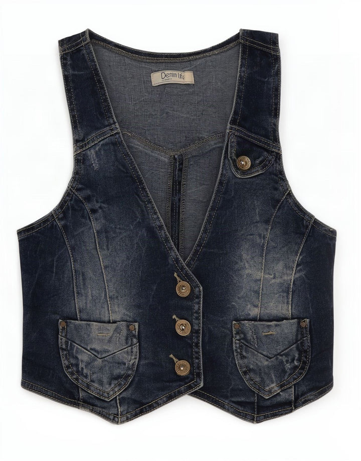 Pimkie Dame denim vest UK 8 Lille Blå