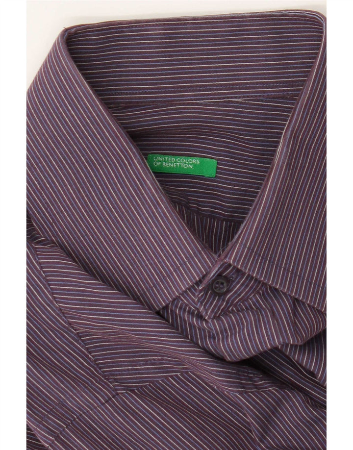 Benetton herreskjorte medium lilla nålestribe