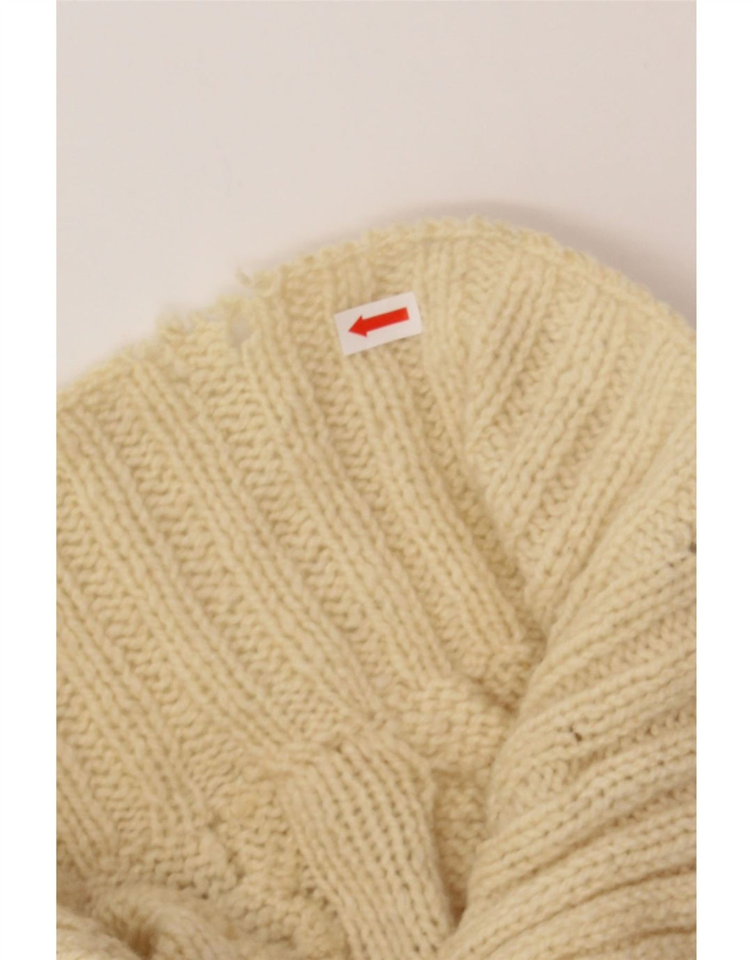 VINTAGE Womens Longline Cardigan Sweater UK 14 Medium Beige Vintage Vintage and Second-Hand Vintage from Messina Hembry 