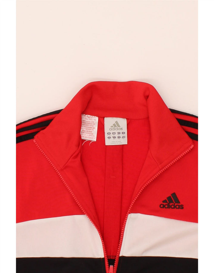 ADIDAS Boys Tracksuit Top Jacket 15-16 Years Red Colourblock Polyester Vintage Adidas and Second-Hand Adidas from Messina Hembry 