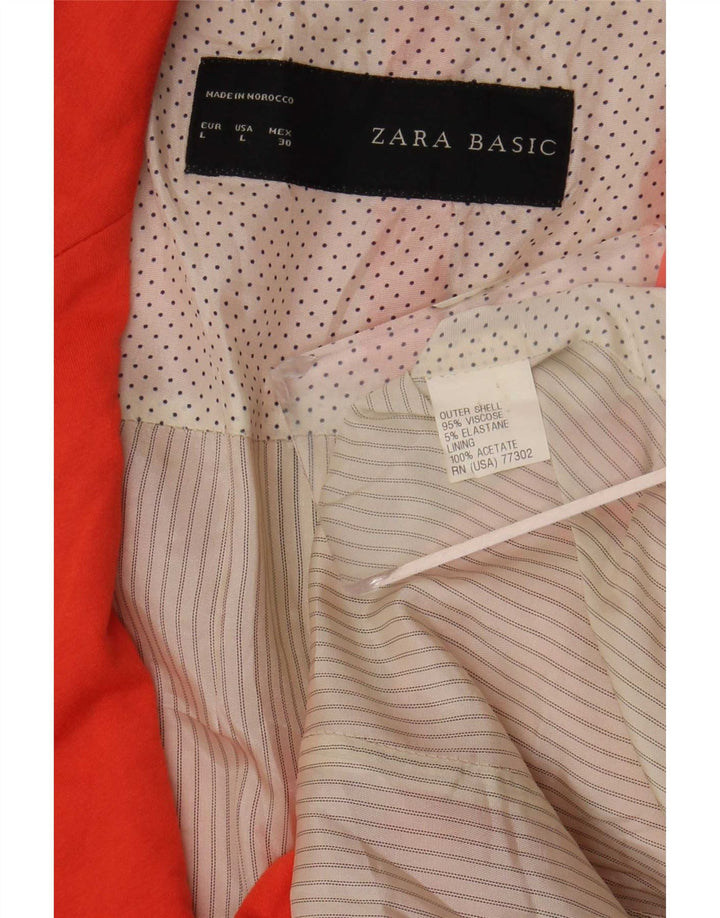 Zara Dame 1 Knap Blazer Jacket UK 14 Stor Orange Viscose