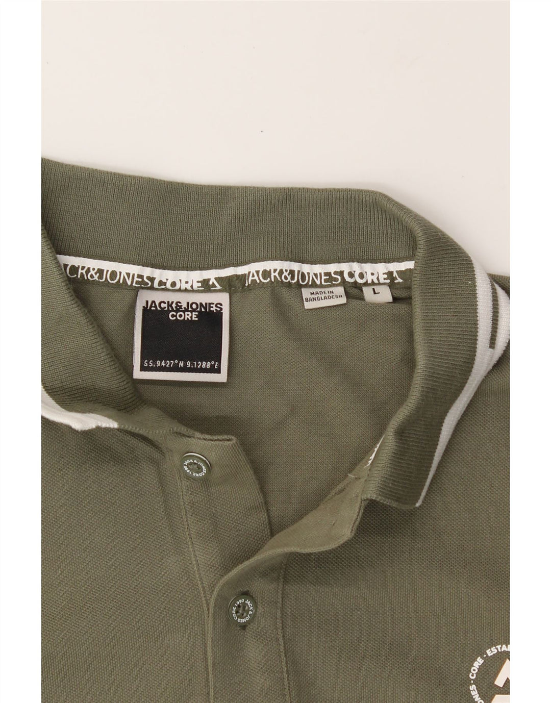 JACK & JONES Mens Polo Shirt Large Khaki Vintage Jack & Jones and Second-Hand Jack & Jones from Messina Hembry 