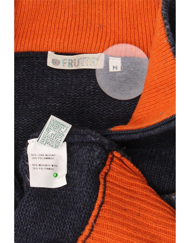 VINTAGE trøje med lynlås til mænd mellem marineblå uld