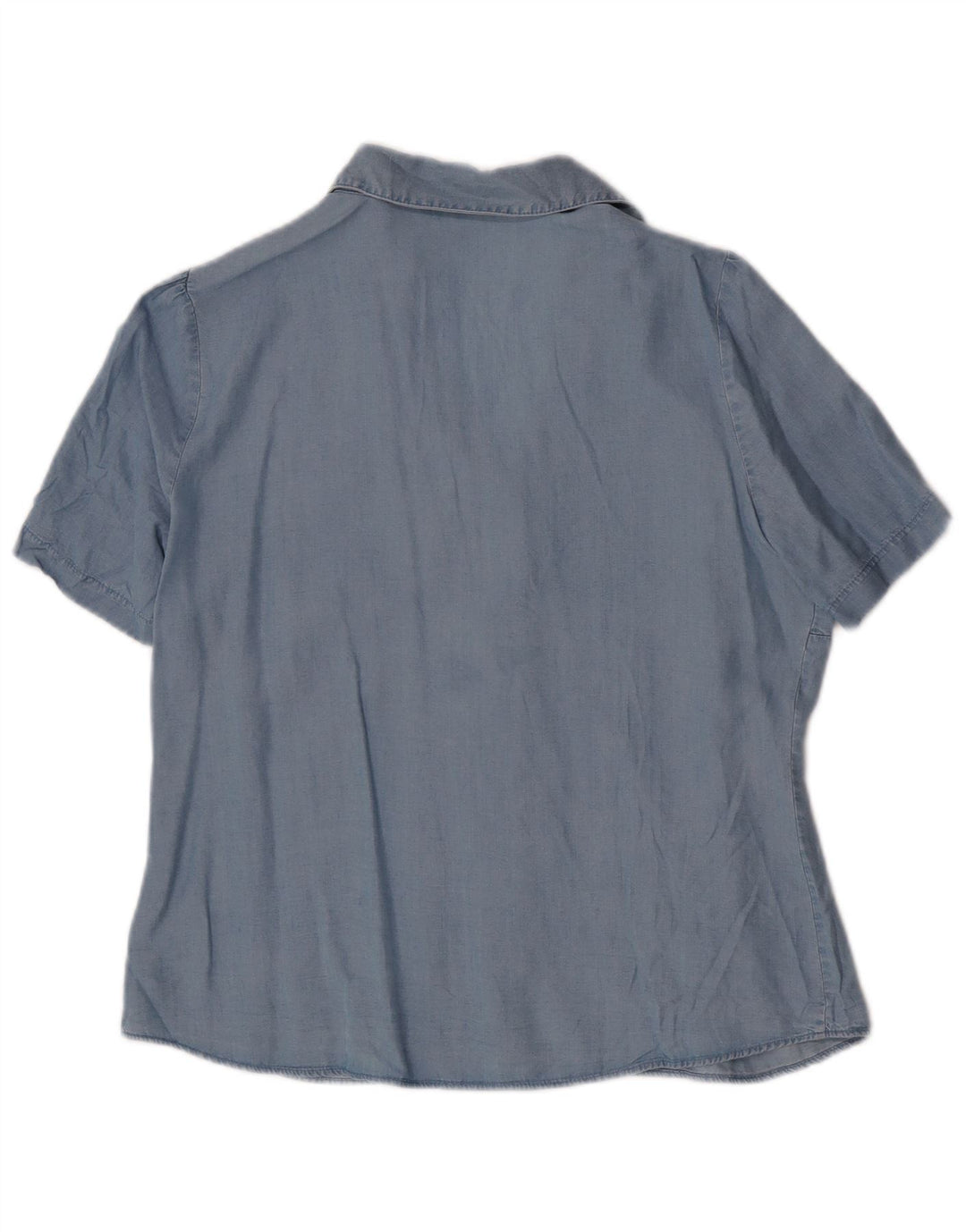 MARKS & SPENCER Kortærmet skjorte til kvinder UK 14 Large Blue Lyocell