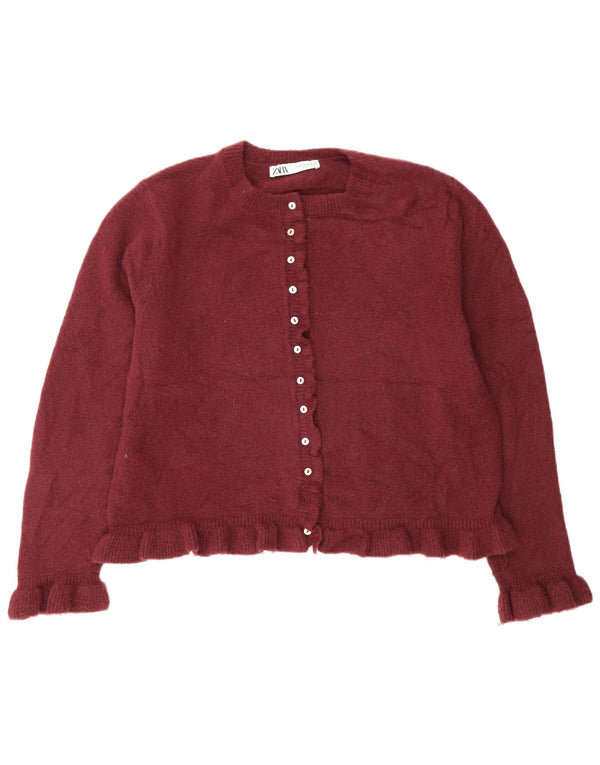 Zara Dame Cardigan Sweater UK 18 XL Burgundy