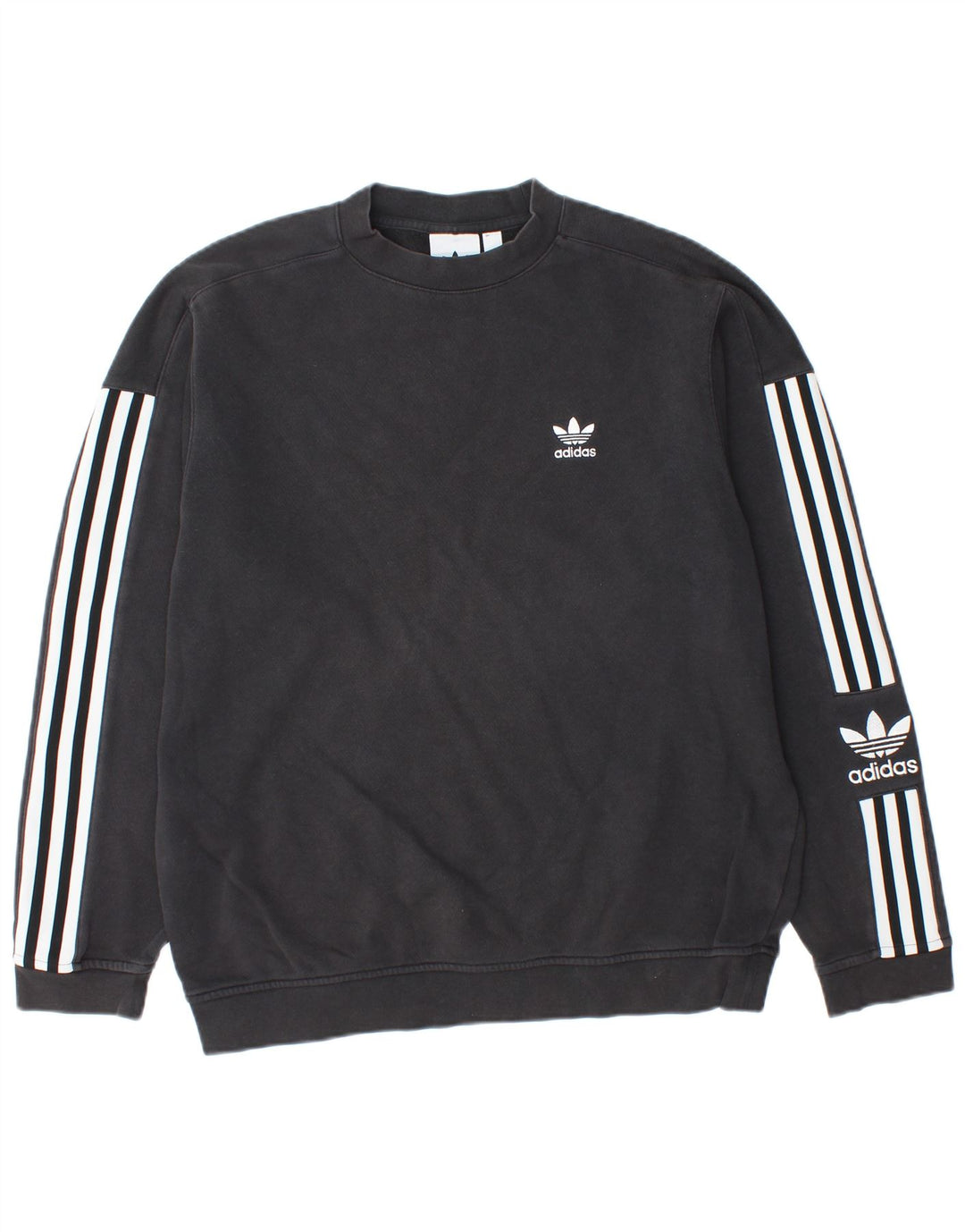 ADIDAS grafisk sweatshirt til mænd, lille sort bomuld