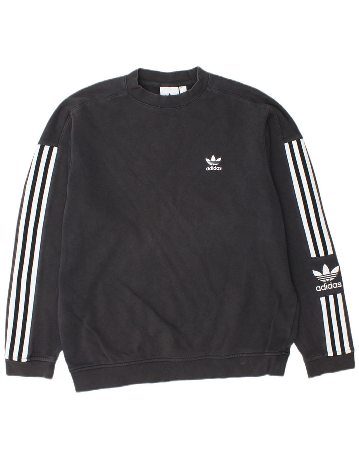 ADIDAS grafisk sweatshirt til mænd, lille sort bomuld